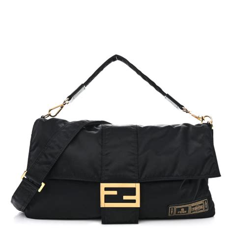 FENDI X PORTER Nylon XL Belt Baguette Bag Black.